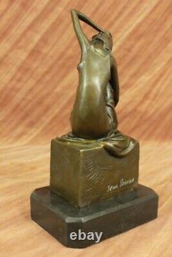 Bronze Art Nouveau Statue Sculpture Figurine Chair Fille Assis Jean La Cadeau