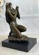 Bronze Art Sculpture Chair Original Vitaleh Indien Fille Guerrier Signée Statue