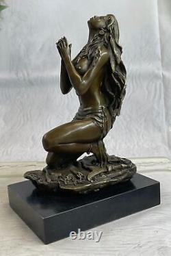 Bronze Art Sculpture Chair Original Vitaleh Indien Fille Guerrier Signée Statue