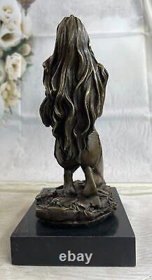 Bronze Art Sculpture Chair Original Vitaleh Indien Fille Guerrier Signée Statue