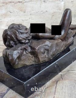 Bronze Art Sculpture Un Chair Femme Fille Corps Statue Marbre Base Décor