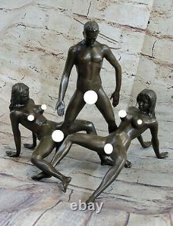 Bronze Chair Femme Homme Sculpture Érotique Abstrait Art Sexuelle Nue Statue