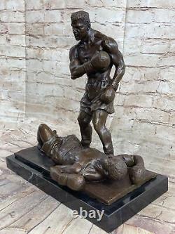 Bronze Collectionneur Édition SPORTS Art Sculpture Fonte Boxer Boxant Trophée
