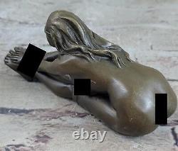 Bronze Érotique Sculpture Nu Femme Art Statue Signé La Figurine Solde