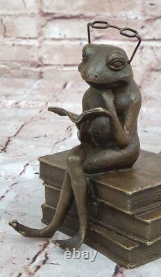 Bronze Figurine Grenouille Statue Amphibien Art Sculpture Faune Nature