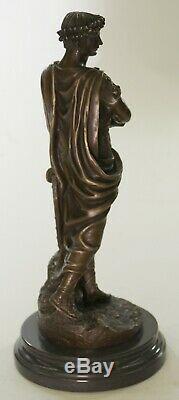 Bronze Julius Caesar Romain Militaire Buste Sculpture Art Déco Guerrier Figurine