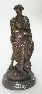 Bronze Julius Caesar Romain Militaire Buste Sculpture Art Warrior Figurine Large