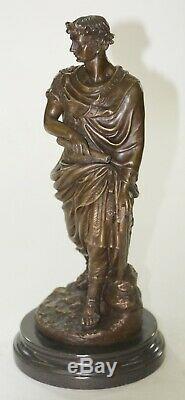 Bronze Julius Caesar Romain Militaire Buste Sculpture Art Warrior Figurine Large