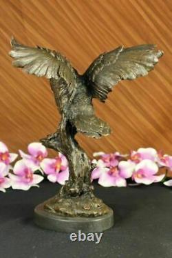 Bronze Marbre Base Chouette Oiseau Sculpture Statue Figurine Art Décor Fonte Nr