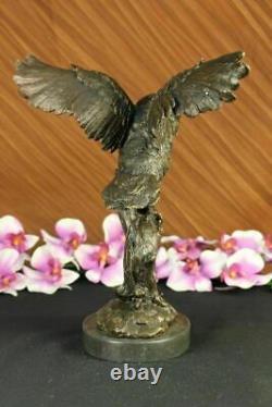 Bronze Marbre Base Chouette Oiseau Sculpture Statue Figurine Art Décor Fonte Nr