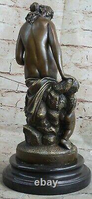 Bronze Marbre Sculpture Statue Ange Cupidon Chérubin Nu Mythique Décoration'Art