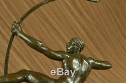 Bronze Métal Art Déco Classique Sculpture Mâle Archer Nud Flèche Statue X Deal