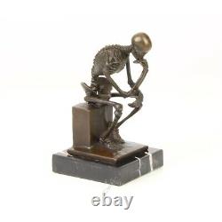 Bronze Moderne Marbre Art Deco Statue Sculpture Squelette Pensant DSSL-32