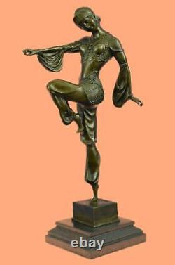Bronze Moderne Vintage Art Déco Sculpture Dh Danseur Femelle Dancer Métal