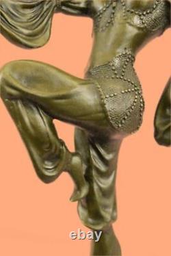 Bronze Moderne Vintage Art Déco Sculpture Dh Danseur Femelle Dancer Métal