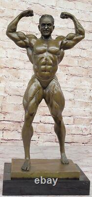 Bronze Original Art Déco Grand Muscle Homme Figurine Deco Sculpture Statue Large