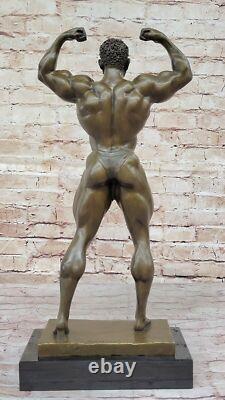 Bronze Original Art Déco Grand Muscle Homme Figurine Deco Sculpture Statue Large