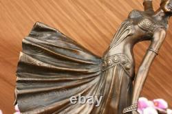 Bronze Sculpture Après Chiparus Cour Dancer Art Signé Décor Figurine Artwork