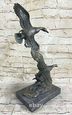 Bronze Sculpture Art Déco Canards Domestique Cabine Décor Animal Fonte Lost Cire