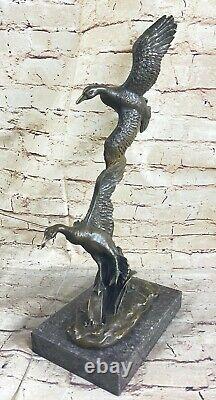 Bronze Sculpture Art Déco Canards Domestique Cabine Décor Animal Fonte Lost Cire