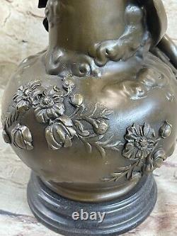 Bronze Sculpture Art Déco Chair Garçon Vase Bas Statue Figurine Fonte Solde