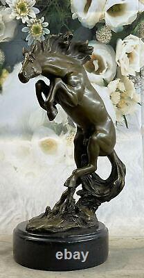 Bronze Sculpture Art Déco Classique Élevage Cheval Artwork Fonte Figurine Statue