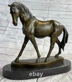 Bronze Sculpture Art Déco Classique Élevage Cheval Ouvre Fonte Figurine Figure