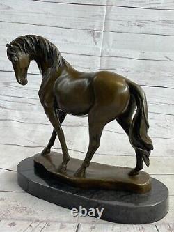 Bronze Sculpture Art Déco Classique Élevage Cheval Ouvre Fonte Figurine Figure