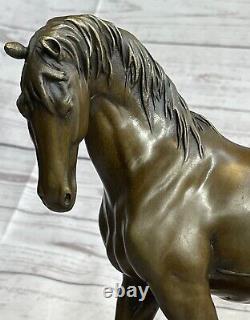 Bronze Sculpture Art Déco Classique Élevage Cheval Ouvre Fonte Figurine Figure