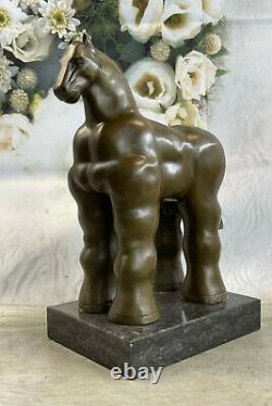 Bronze Sculpture Art Déco Marbre Base Abstrait Inspiré Fernando Botero Cheval