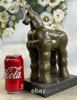 Bronze Sculpture Art Déco Marbre Base Abstrait Inspiré Fernando Botero Cheval