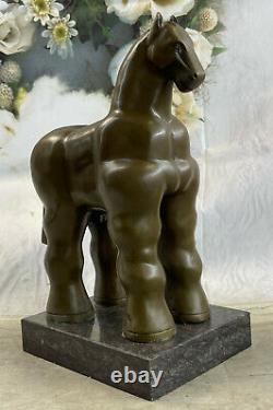 Bronze Sculpture Art Déco Marbre Base Abstrait Inspiré Fernando Botero Cheval