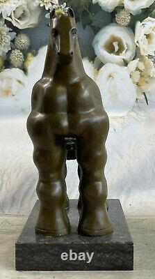 Bronze Sculpture Art Déco Marbre Base Abstrait Inspiré Fernando Botero Cheval