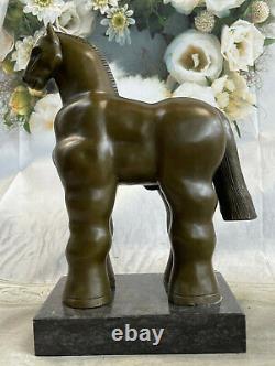 Bronze Sculpture Art Déco Marbre Base Abstrait Inspiré Fernando Botero Cheval