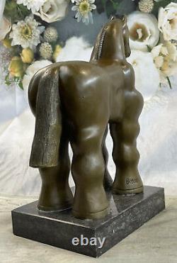 Bronze Sculpture Art Déco Marbre Base Abstrait Inspiré Fernando Botero Cheval