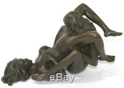 Bronze Sculpture Art Déco Moderne Décor Maison Femme Érotique Lesbienne Lovers
