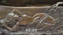 Bronze Sculpture Art Déco Nouveau Jardinière Vase Fonte Intérieur / Extérieur