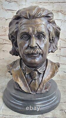 Bronze Sculpture Art Déco Original Classique Ouvre Albert Einstein Buste Figure
