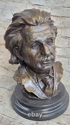Bronze Sculpture Art Déco Original Classique Ouvre Albert Einstein Buste Figure
