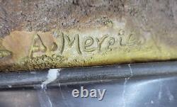 Bronze Sculpture Chair Garçon Avec Tortue Art Déco Figurine Statue Maison Deco