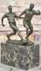Bronze Sculpture Deux Football Joueurs Figurine Statue, Signée Milo Art Nr