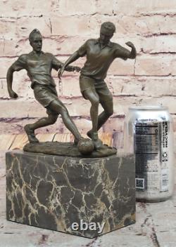 Bronze Sculpture Deux Football Joueurs Figurine Statue, Signée Milo Art Nr