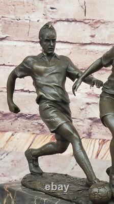 Bronze Sculpture Deux Football Joueurs Figurine Statue, Signée Milo Art Nr