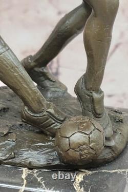 Bronze Sculpture Deux Football Joueurs Figurine Statue, Signée Milo Art Nr