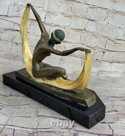 Bronze Sculpture Écharpe Danseuse Art Déco Statue Fonte Chair
