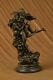 Bronze Sculpture Érotique Art Diable Et Nue Femme'lost' Cire Original La Décor