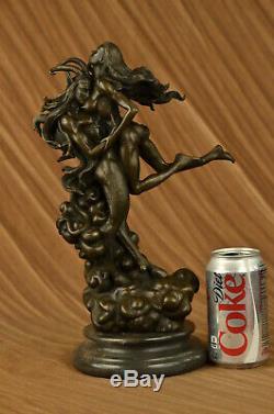 Bronze Sculpture Érotique Art Diable Et Nue Femme'Lost' Cire Original La Décor