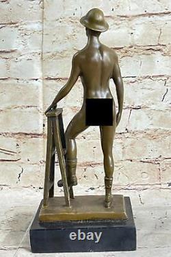 Bronze Sculpture Gay Art Chair Mâle Statue Signée Figurine Cowboy Modèle Nr