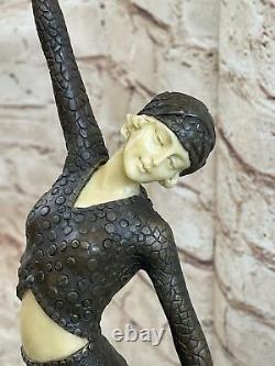 Bronze Sculpture Main Fabriqué Statue Signée Art Chiparus Ventre Danseuse en