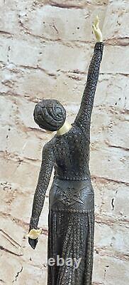 Bronze Sculpture, Main Fabriqué Statue Signée Art Déco Chiparus Ventre Danseur
